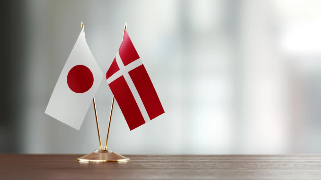Japanese flag and Denmark flag
