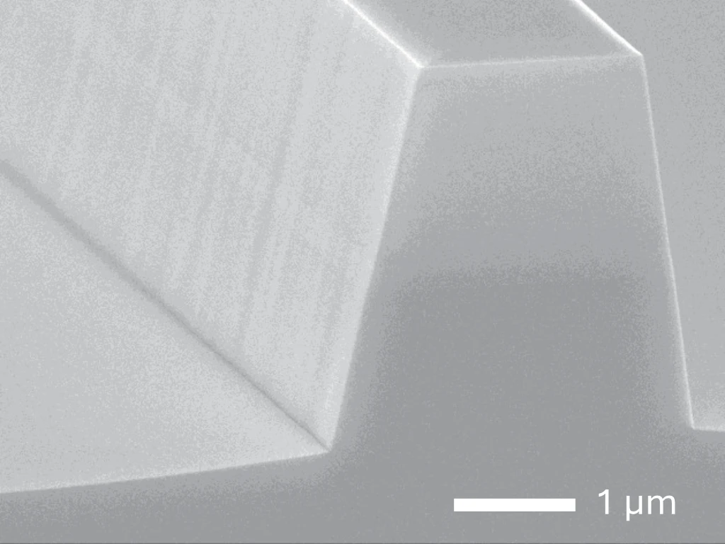 InP SEM showing Device Isolation Processing with smooth sidewalls