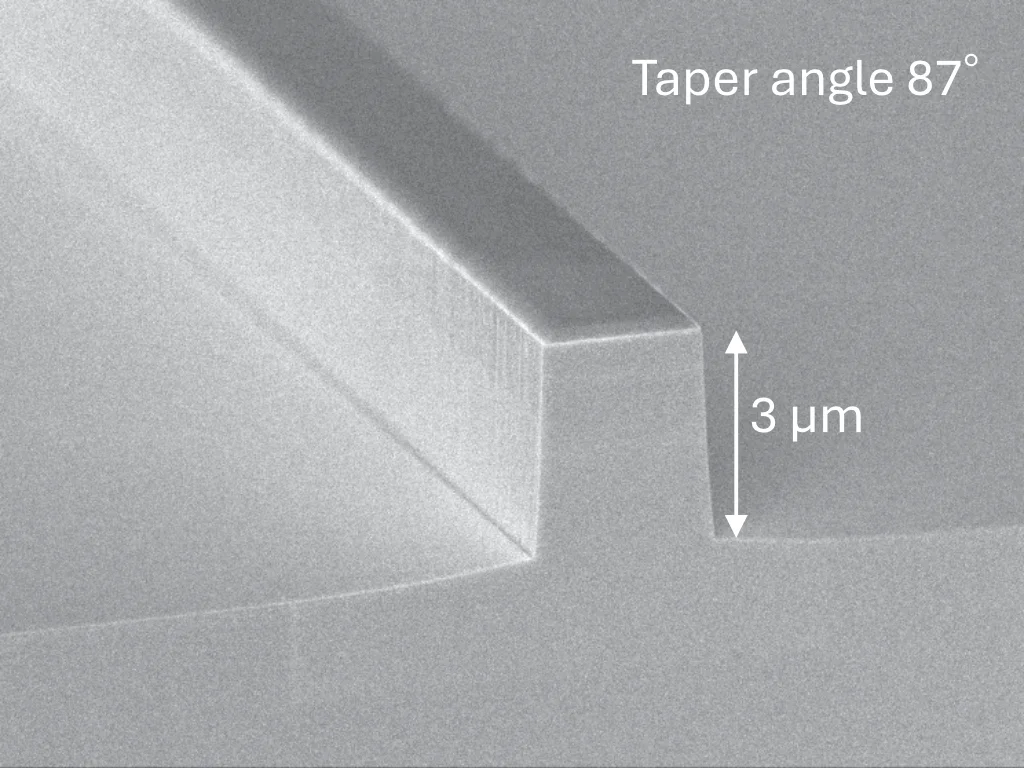 Example SEM of InP tapered ridge structure